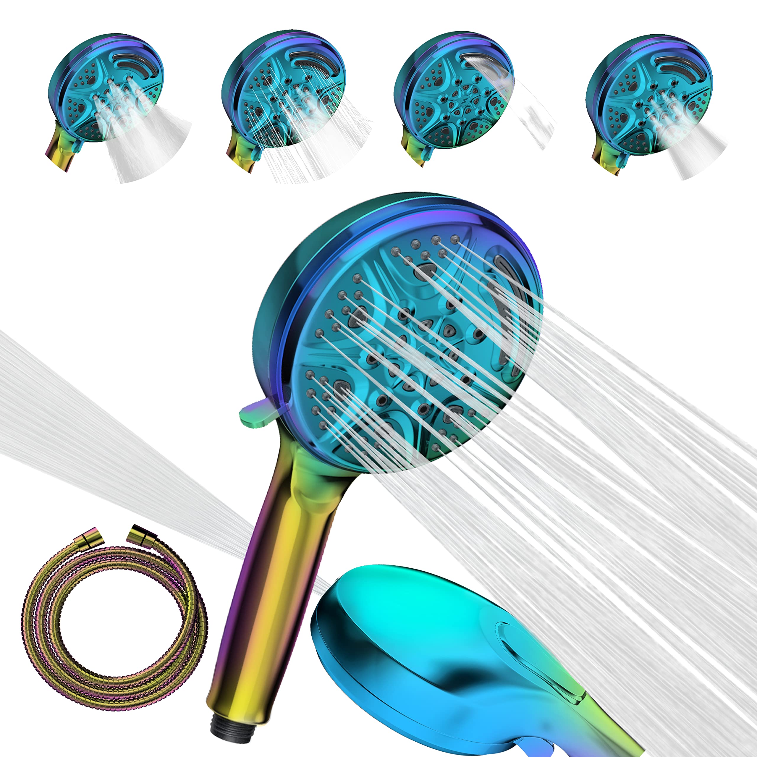SparkPod 5`` 9 Spray Setting Shower Head with On/Off Rainbow
