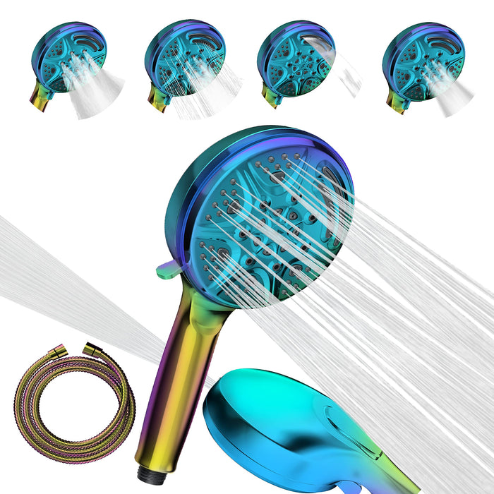 SparkPod 5`` 9 Spray Setting Shower Head with On/Off Rainbow