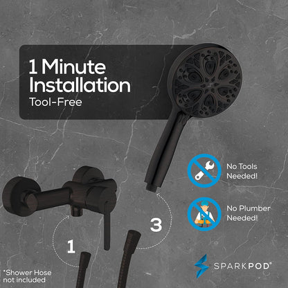 SparkPod Shower Head High Pressure and 10 Settings Bronze