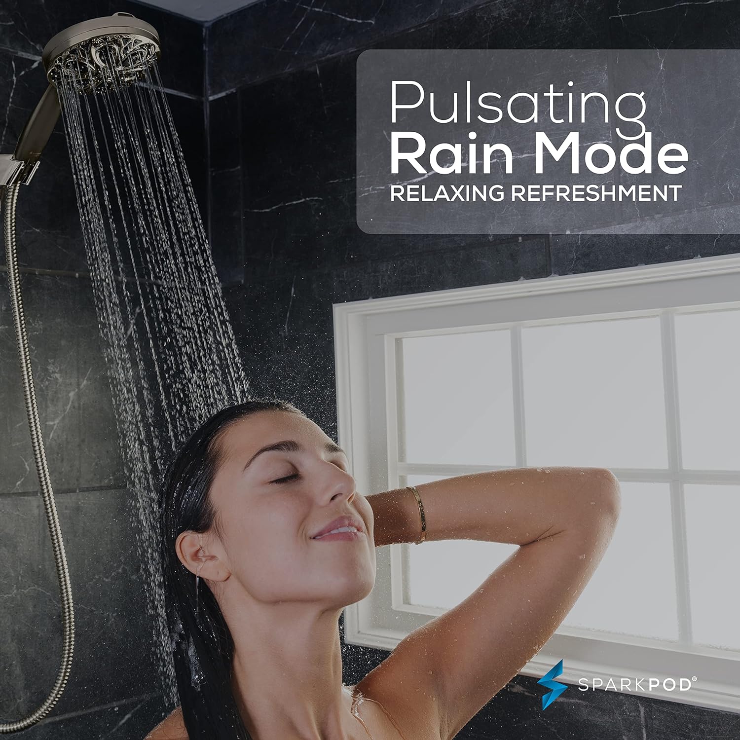 SparkPod Luxury Shower Head and Hose Set Brushed Nickel
