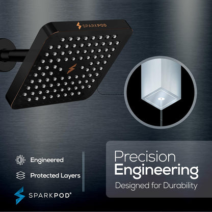 SparkPod Fixed Shower Head 15 cm Square Bronze