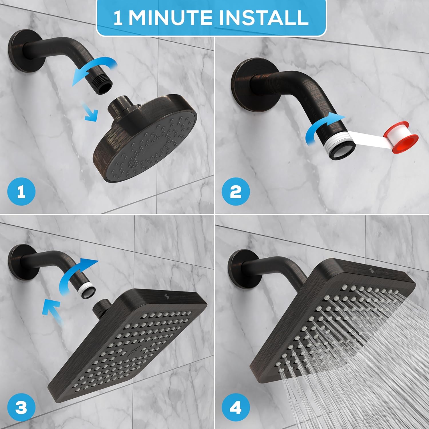 SparkPod Fixed Shower Head 15 cm Square Bronze