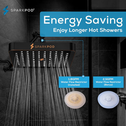 SparkPod Fixed Shower Head 15 cm Square Bronze