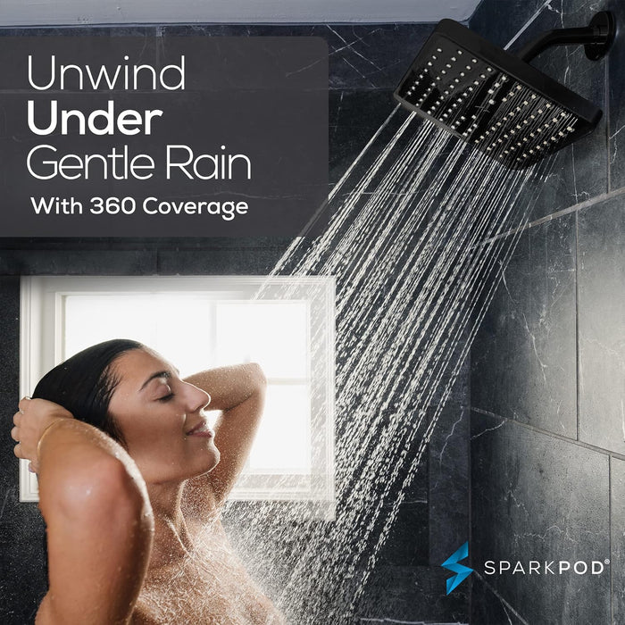 SparkPod Shower Head 8`` Square Matte Black