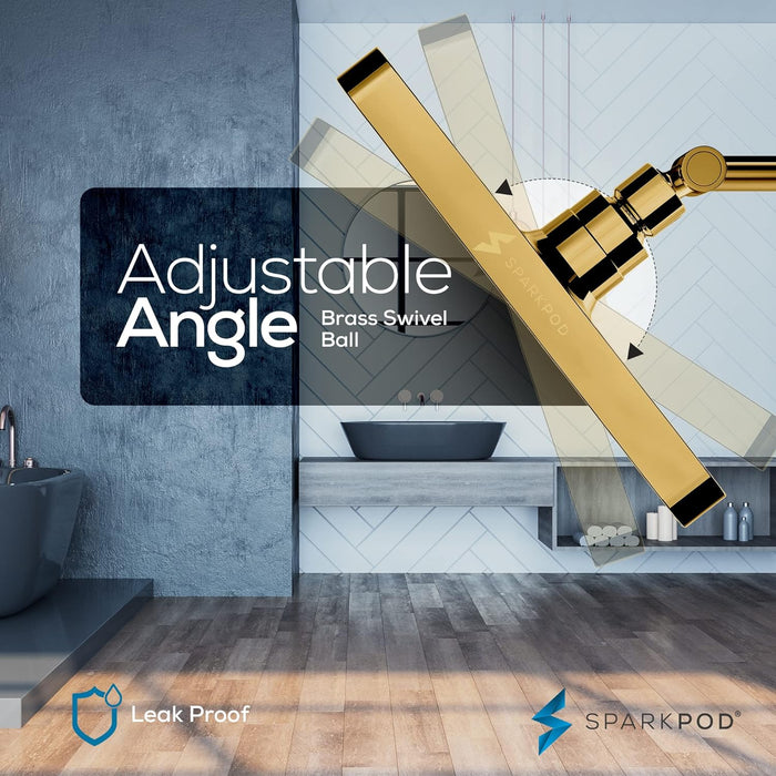 SparkPod Fixed Shower Head   High Pressure 20cm Square Gold