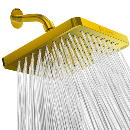 SparkPod Fixed Shower Head   High Pressure 20cm Square Gold