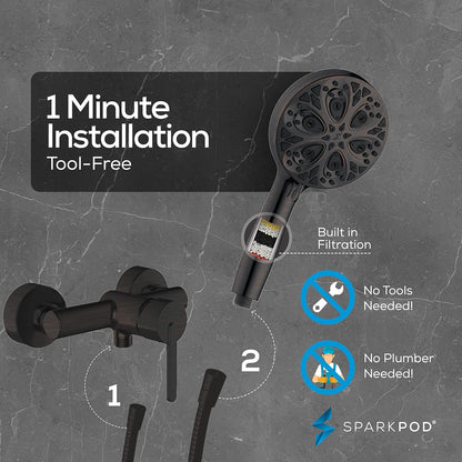SparkPod High Pressure 5`` Multi Function Filtered Hand Showe