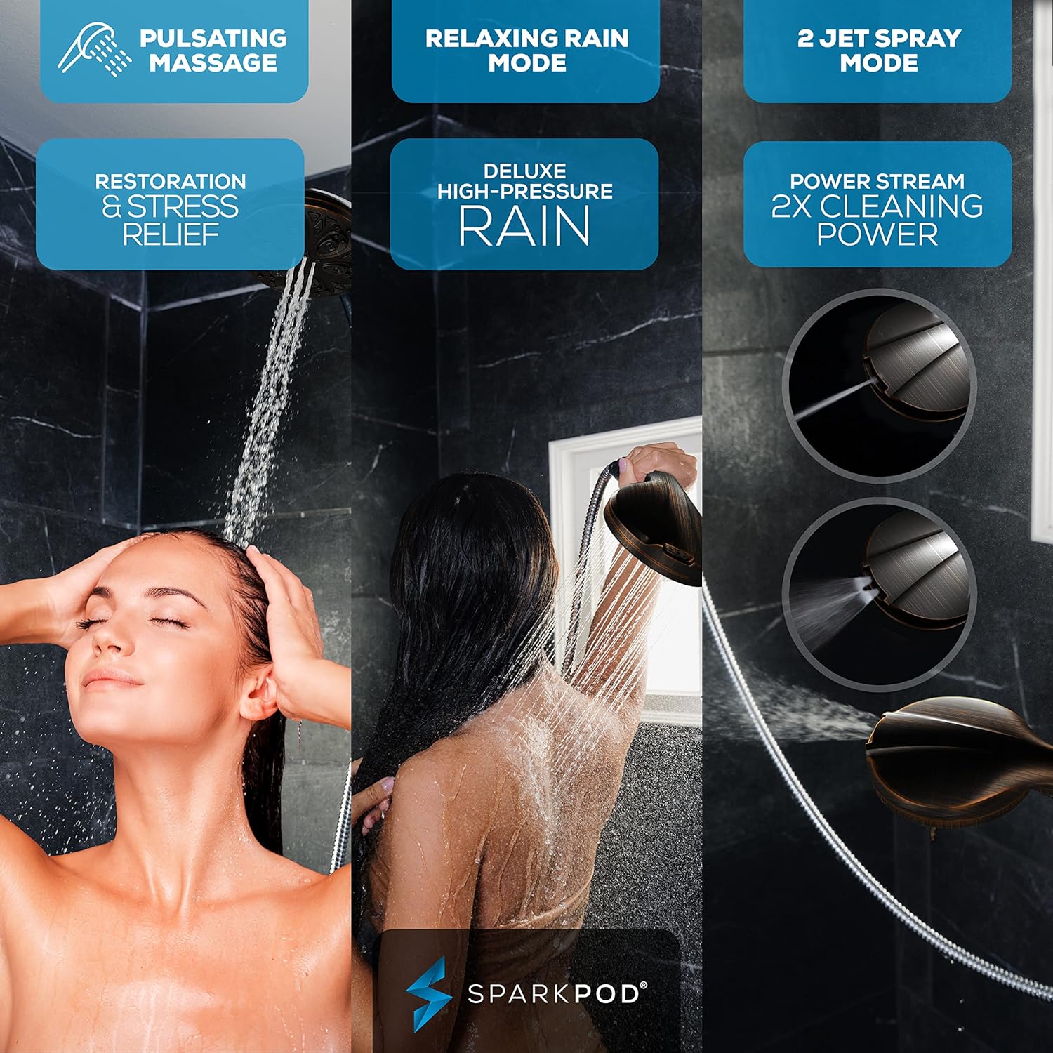 SparkPod High Pressure 5`` Multi Function Filtered Hand Showe