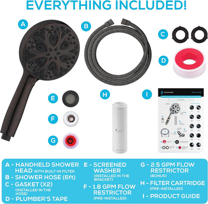 SparkPod High Pressure 5`` Multi Function Filtered Hand Showe