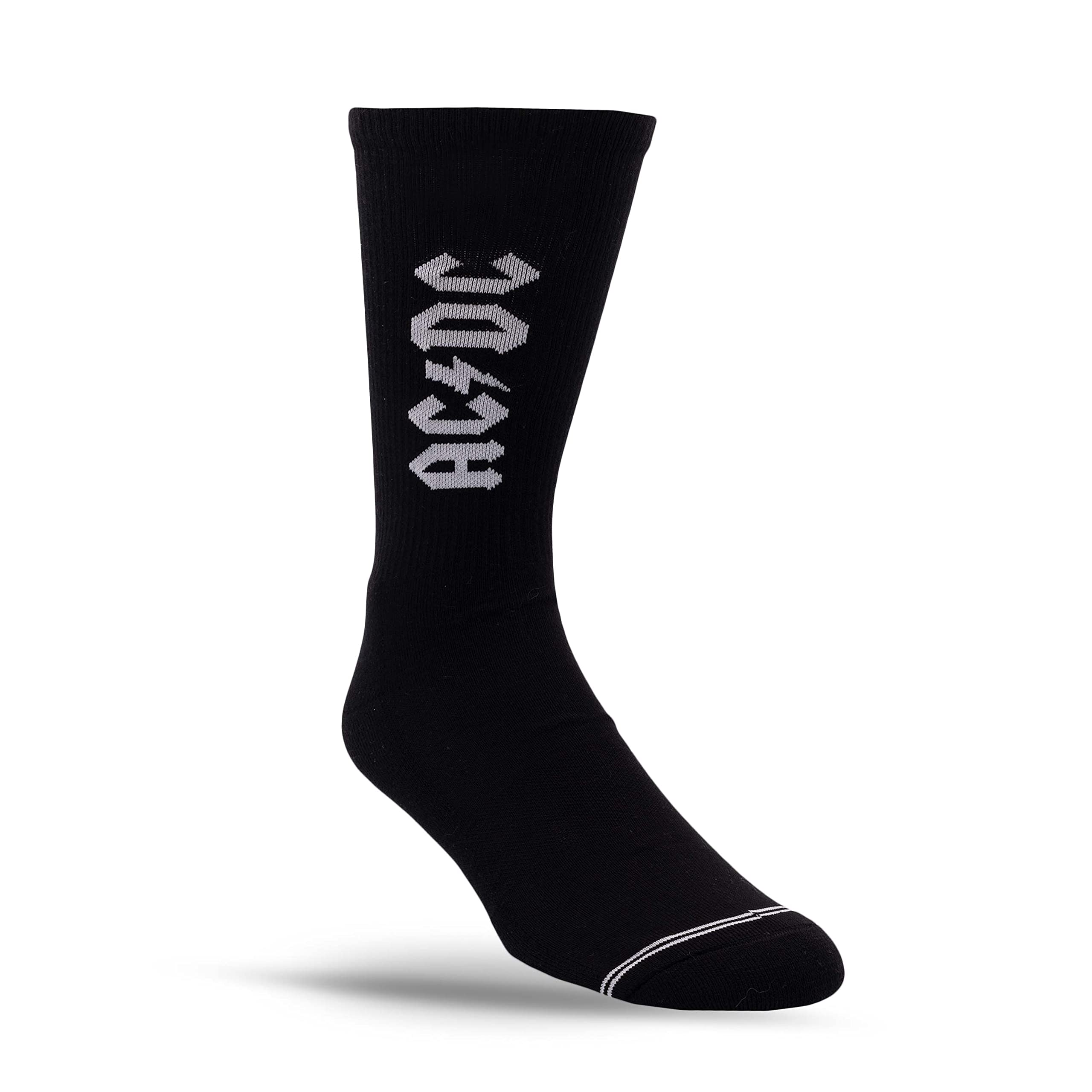 PERRI'S SOCKS - ACDC Premium Crew Socks, Officially Licensed Rock Band Novelty Socks, Cushioned Fun Socks for Men & Women