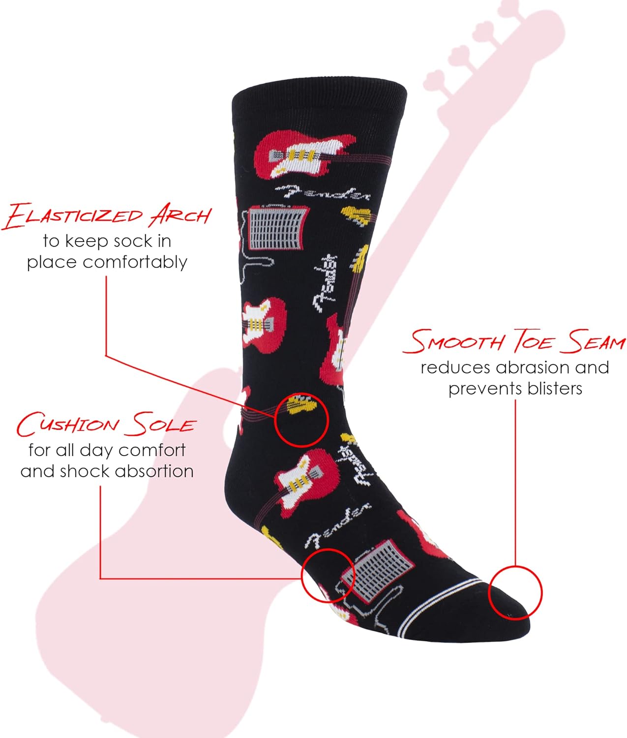 PERRI'S SOCKS - Fender® Officially Licensed Rock Band Socks, Novelty Socks for Men and Women