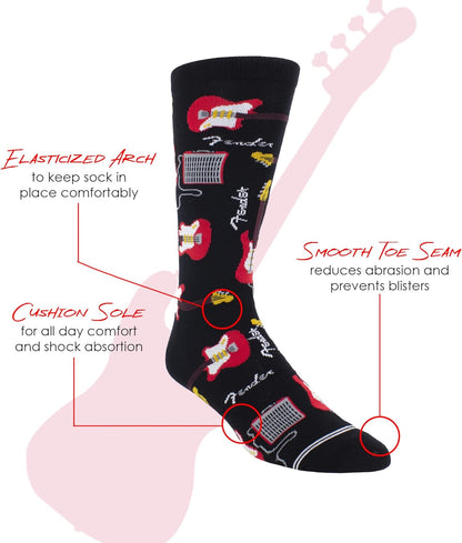 PERRI'S SOCKS - Fender® Officially Licensed Rock Band Socks, Novelty Socks for Men and Women