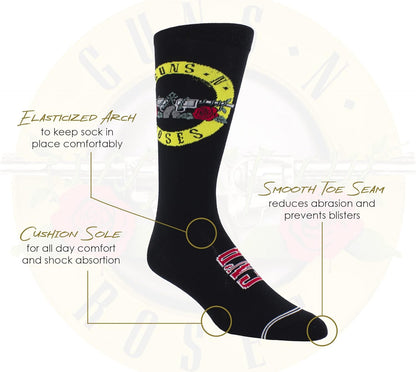 Guns N’ Roses Short Crew Socks, Officially Licensed Rock Band Novelty Socks, Premium Cushioned Socks for Men and Women