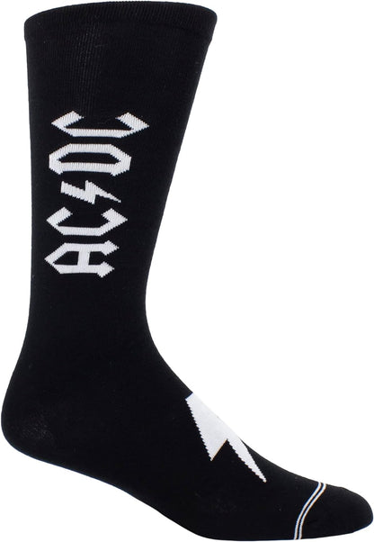 PERRI'S SOCKS - ACDC Premium Crew Socks, Officially Licensed Rock Band Novelty Socks, Cushioned Fun Socks for Men & Women