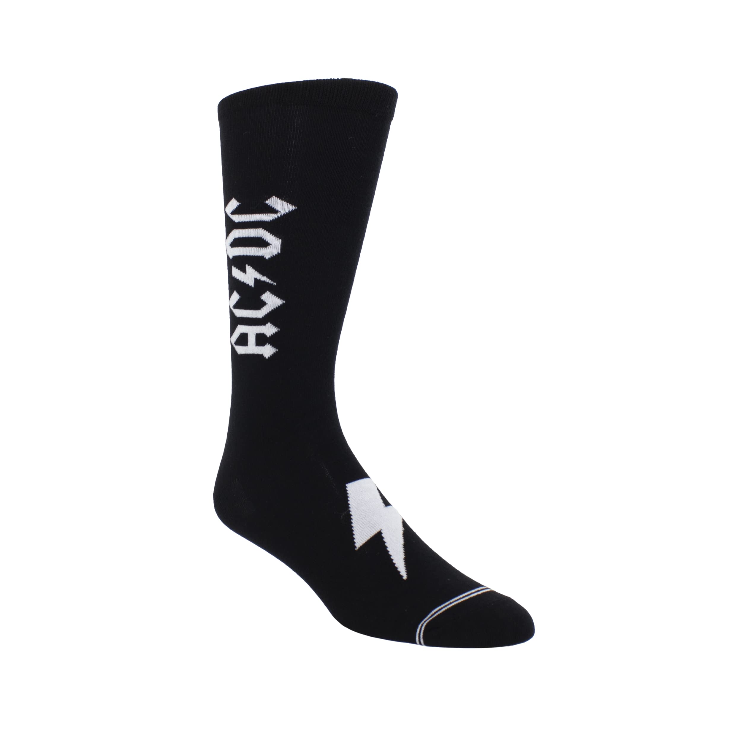 PERRI'S SOCKS - ACDC Premium Crew Socks, Officially Licensed Rock Band Novelty Socks, Cushioned Fun Socks for Men & Women