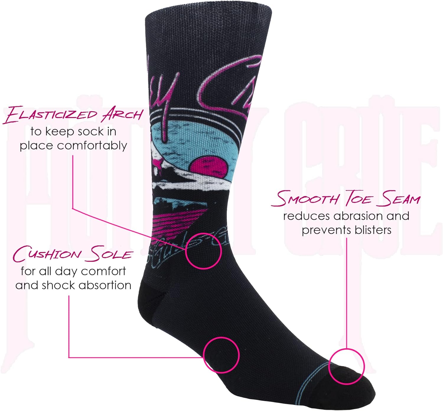 P PERRI'S SOCKS LTD. MOTLEY CRUE DYE SUB CREW