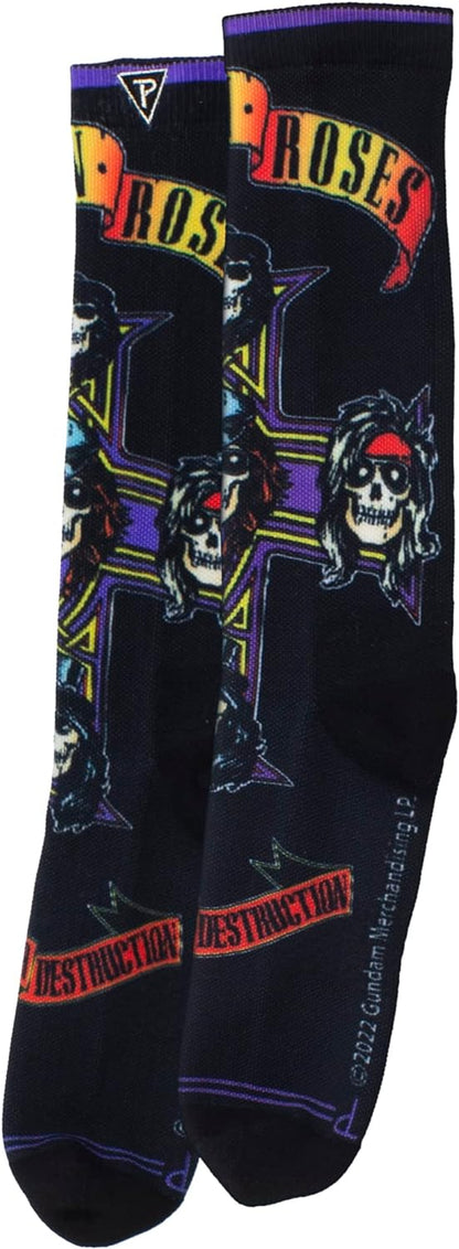 Guns N’ Roses Short Crew Socks, Officially Licensed Rock Band Novelty Socks, Premium Cushioned Socks for Men and Women