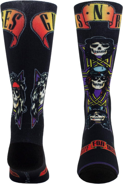 Guns N’ Roses Short Crew Socks, Officially Licensed Rock Band Novelty Socks, Premium Cushioned Socks for Men and Women