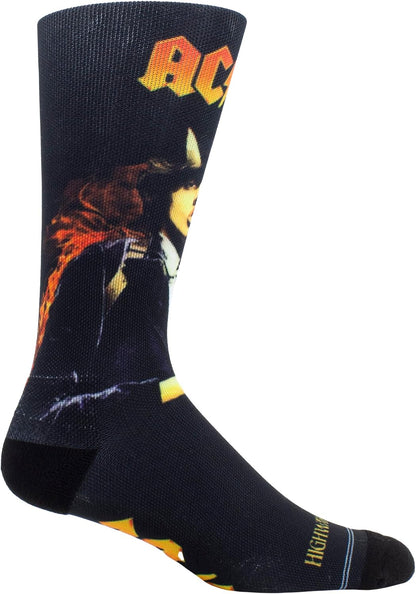PERRI'S SOCKS - ACDC Premium Crew Socks, Officially Licensed Rock Band Novelty Socks, Cushioned Fun Socks for Men & Women