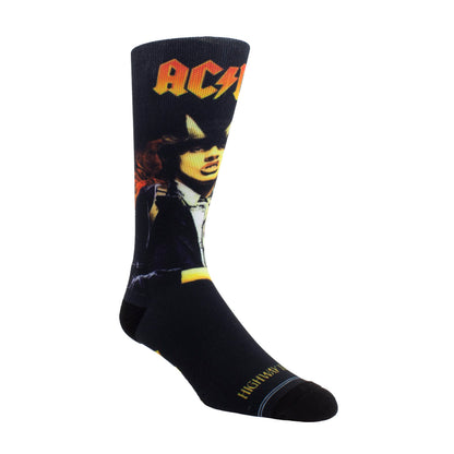PERRI'S SOCKS - ACDC Premium Crew Socks, Officially Licensed Rock Band Novelty Socks, Cushioned Fun Socks for Men & Women