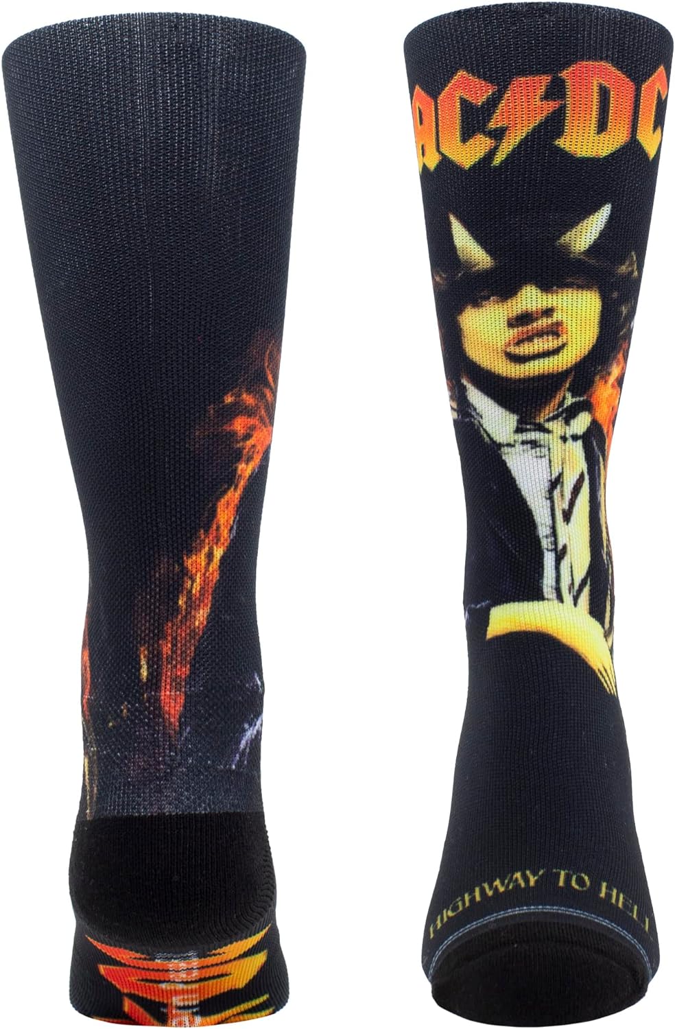 PERRI'S SOCKS - ACDC Premium Crew Socks, Officially Licensed Rock Band Novelty Socks, Cushioned Fun Socks for Men & Women