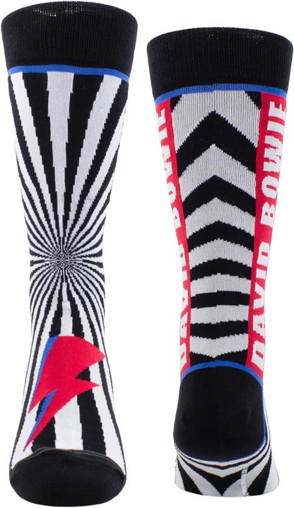 Perri's Leathers Bowie Flash Stripes Crew, 001, O, Mens Socks, Black, 10