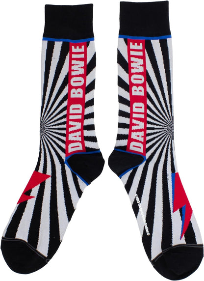 Perri's Leathers Bowie Flash Stripes Crew, 001, O, Mens Socks, Black, 10