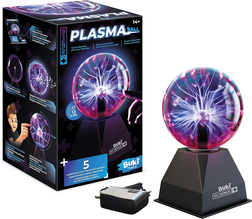 Buki France Plasma Ball 13cm, Touch & Sound Activated, Multi-Coloured Lightning, Electric Globe Lamp With UK Plug