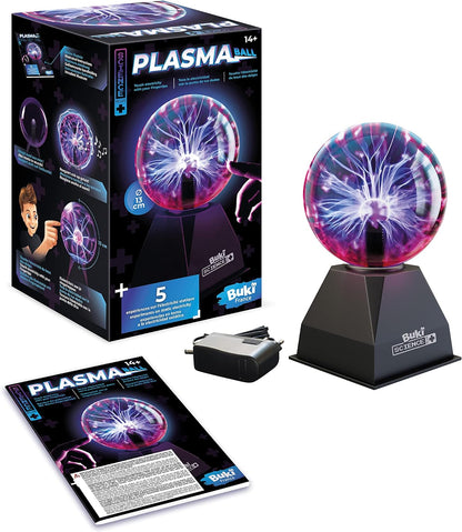 Buki France Plasma Ball 13cm, Touch & Sound Activated, Multi-Coloured Lightning, Electric Globe Lamp With UK Plug