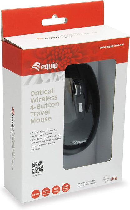 Equip Wireless Travel Optical Mouse - Black