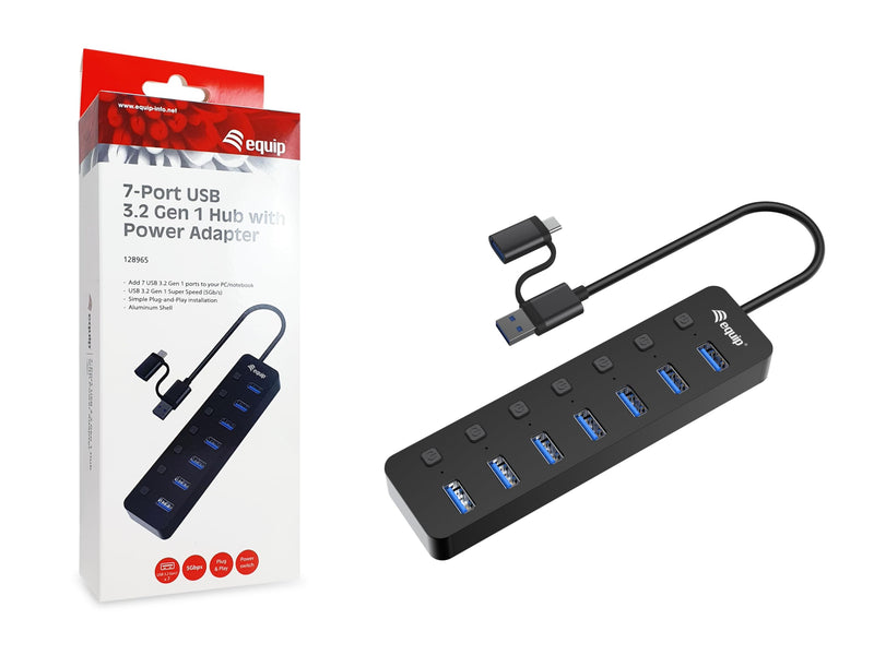 128965 interface hub USB 3.2 Gen 1 (3.1 Gen 1) Type-A 5000 Mbit/s Black
