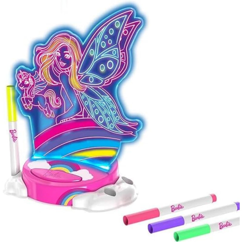 Barbie Fairy Glow Paint N' Light | Kit di pittura e luce Glow | 4 pennarelli e base per lampada a LED, luce notturna, gioco creativo, arti e mestieri, dai 3 anni in su