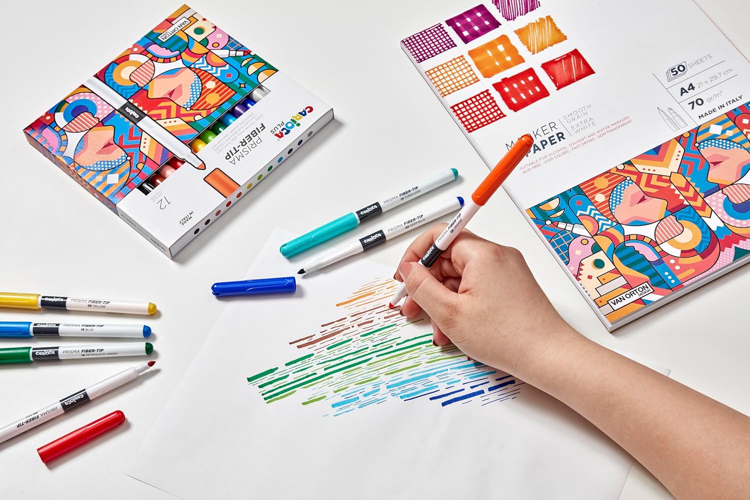 Carioca Plus Prisma-marker in stevige doos voor artistiek gebruik, ergonomisch design, 30 stuks