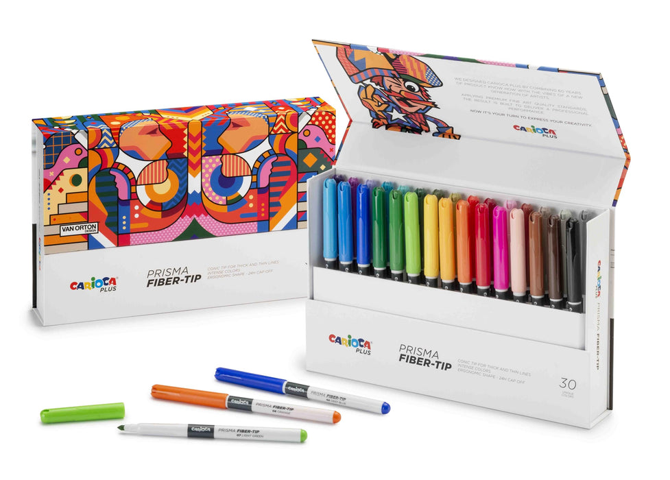 Carioca Plus Prisma-marker in stevige doos voor artistiek gebruik, ergonomisch design, 30 stuks