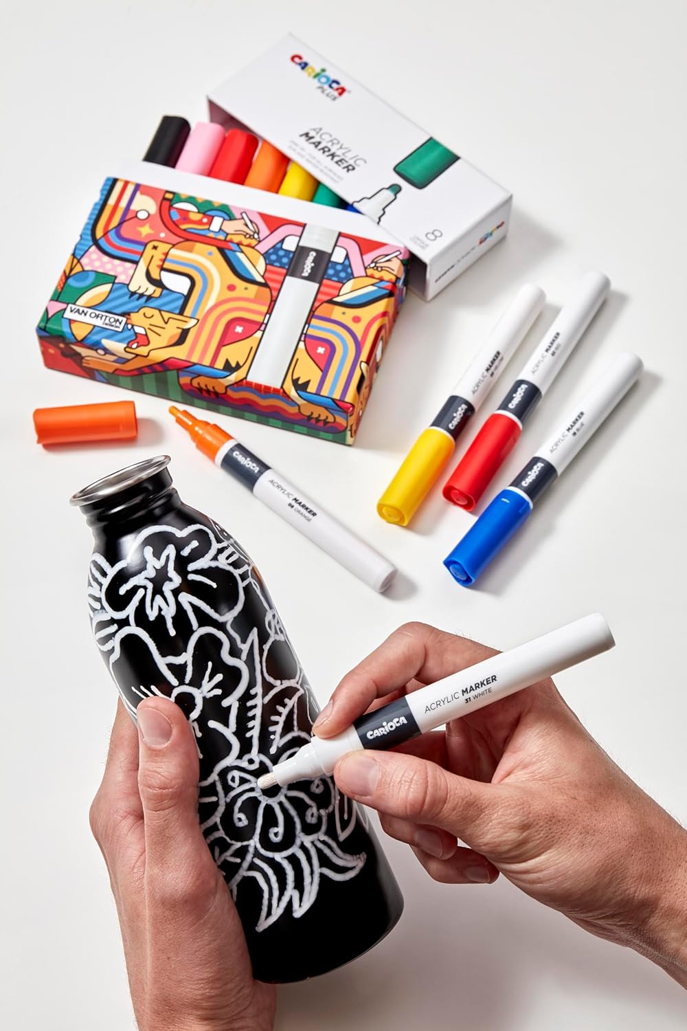 Carioca Plus Markeerstift van acryl, zon- en waterbestendig, punt Ø 2 mm, stijve verpakking, 8 stuks