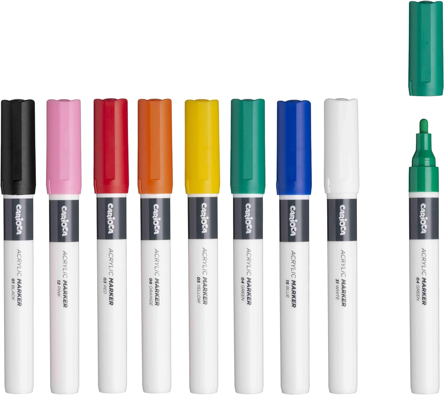 Carioca Plus Markeerstift van acryl, zon- en waterbestendig, punt Ø 2 mm, stijve verpakking, 8 stuks