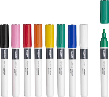 Carioca Plus Markeerstift van acryl, zon- en waterbestendig, punt Ø 2 mm, stijve verpakking, 8 stuks