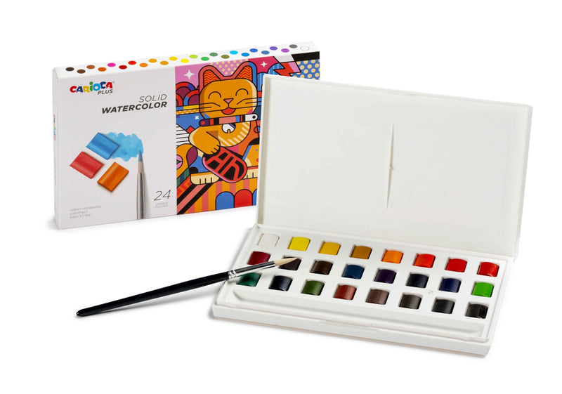 Carioca Plus I Solid Watercolor I Fijne en hoge dekking (24 aquarelkleuren) 24 aquarelpotloden