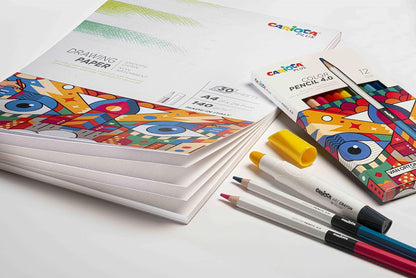 CARIOCA Plus I Drawing Paper I dik papier met fijne korrel I formaat A4 I 30 vellen I 140 g/m²