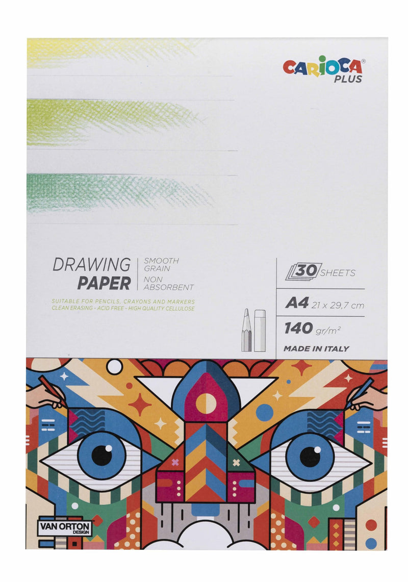 CARIOCA Plus I Drawing Paper I dik papier met fijne korrel I formaat A4 I 30 vellen I 140 g/m²