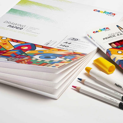 CARIOCA Plus I Drawing Paper I dik papier met fijne korrel I formaat A4 I 30 vellen I 140 g/m²