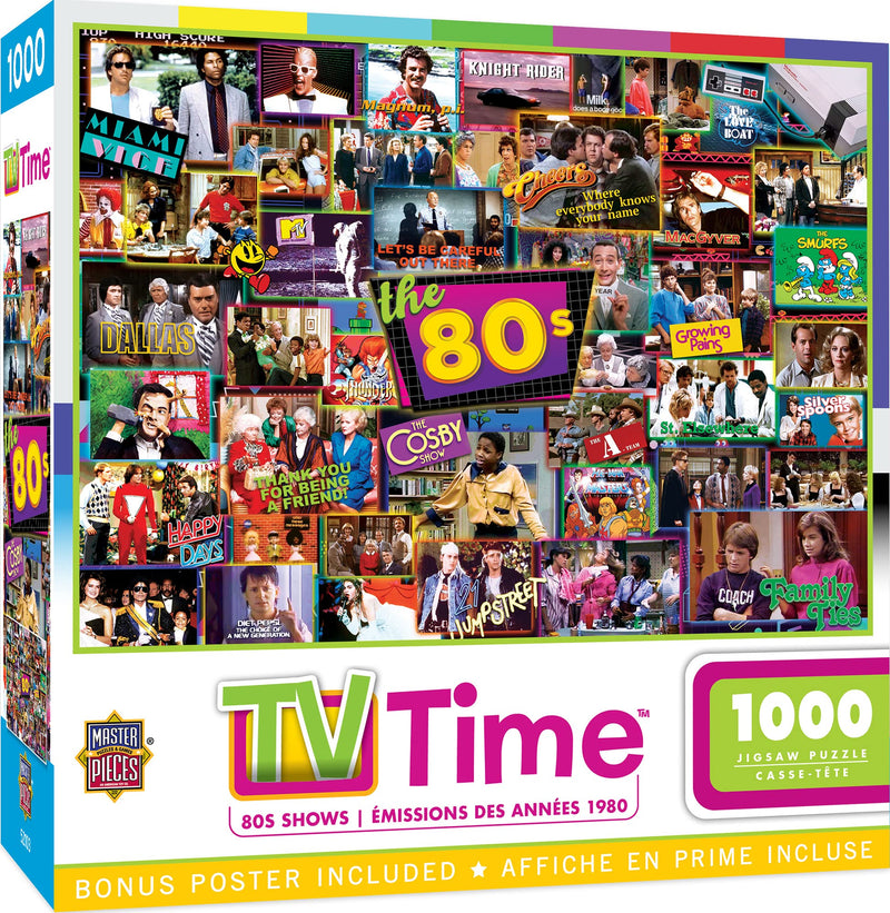 Masterpieces 1000 Piece Jigsaw Puzzle - 80's Television Shows - Eighties Kids Nostalgia - Fun for Adults, Family, and Kids