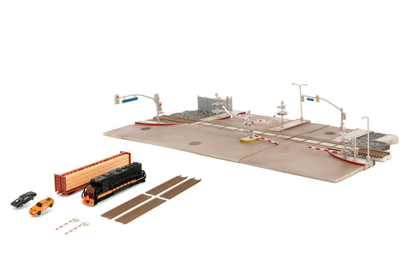 Jada- Fast & Furious Diorama Escena del Tren- Paso a Nivel con Tren de la Primera Película de Fast & Furious, Incluye Dos Nano Vehículos y Accesorios, A Partir de 8 años (253203094