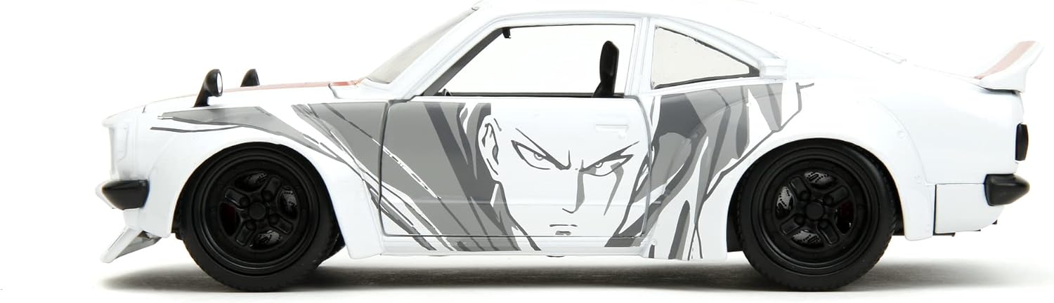 Jada One Punch Man 1:24 1974 Mazda RX-3 1:24 Die-cast Car & 2.75" Saitama Figure, Toys for Kids and Adults