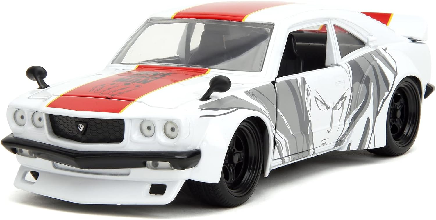 Jada One Punch Man 1:24 1974 Mazda RX-3 1:24 Die-cast Car & 2.75" Saitama Figure, Toys for Kids and Adults
