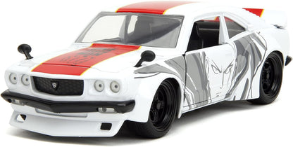 Jada One Punch Man 1:24 1974 Mazda RX-3 1:24 Die-cast Car & 2.75" Saitama Figure, Toys for Kids and Adults