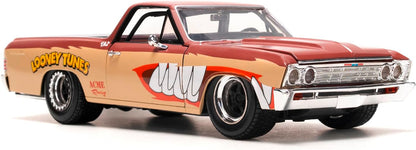 JADA Looney Tunes Chevy EL Camino including Tazmanian Devil Figure, Metal Model Car, 1:24, Doors for Opening, 19 cm, for Fans and Children from 8 Years