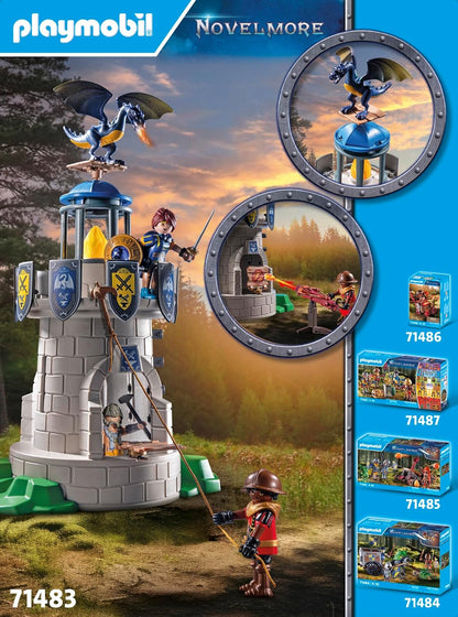 PLAYMOBIL Novelmore 71483 Torre de Caballeros con Herrero y dragón, los Caballeros de Novelmore contra los Bandidos de Burnham, Juegos de rol imaginativos, Juguetes para niños a Partir de 4 años