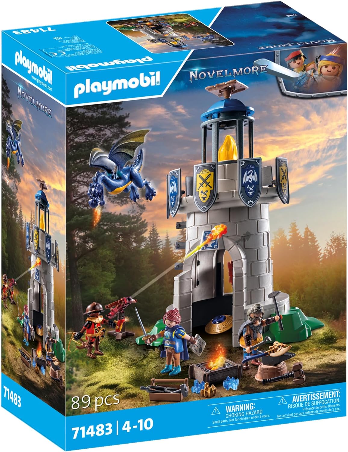 PLAYMOBIL Novelmore 71483 Torre de Caballeros con Herrero y dragón, los Caballeros de Novelmore contra los Bandidos de Burnham, Juegos de rol imaginativos, Juguetes para niños a Partir de 4 años