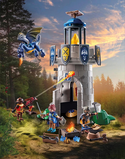 PLAYMOBIL Novelmore 71483 Torre de Caballeros con Herrero y dragón, los Caballeros de Novelmore contra los Bandidos de Burnham, Juegos de rol imaginativos, Juguetes para niños a Partir de 4 años